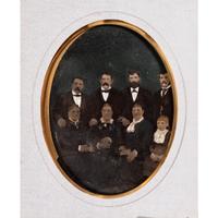 [EARLY PHOTOGRAPHY - PORTRAITURE]. A group of 2 tintype portraits of large groups of people, comprising:
