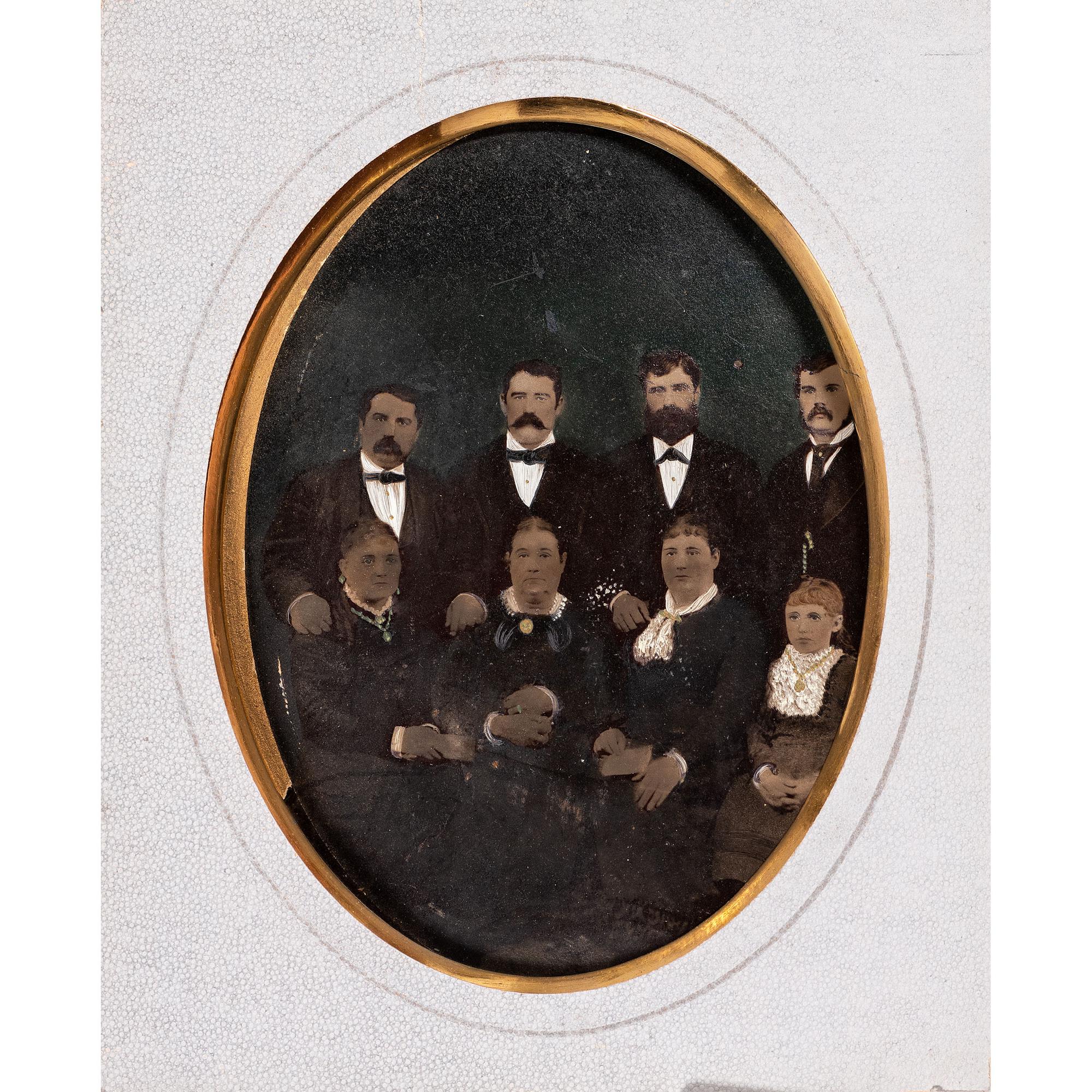 [EARLY PHOTOGRAPHY - PORTRAITURE]. A group of 2 tintype portraits of large groups of people, comprising: