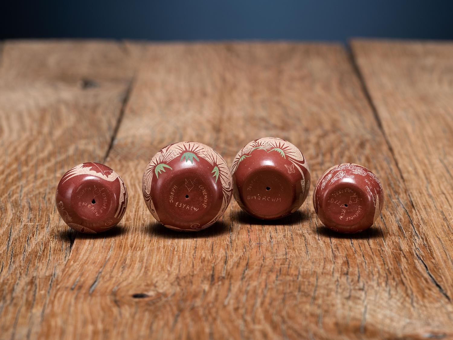 Miniature Sgraffito Seed Jars, with Pronghorn, Big Horn Sheep, and Elk