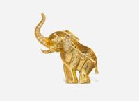 An 18K Yellow Gold and Diamond Elephant Brooch