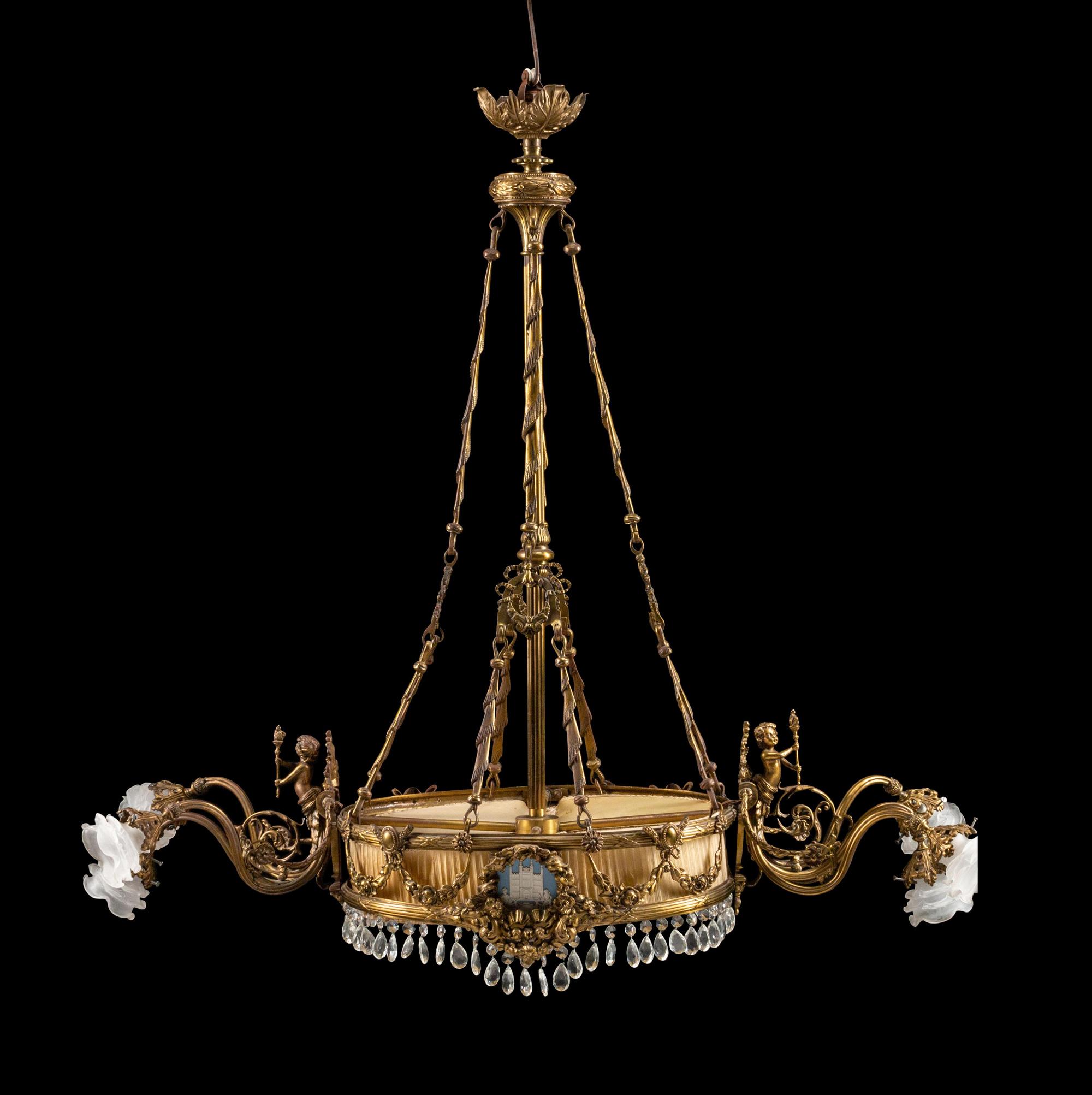 A Napoleon III Style Gilt Metal Billiard Fixture