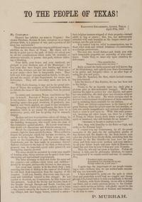 [CIVIL WAR]. MURRAH, Pendelton (1824/26-1865). To the People of Texas! Austin, TX: N.p., 27 April 1865.
