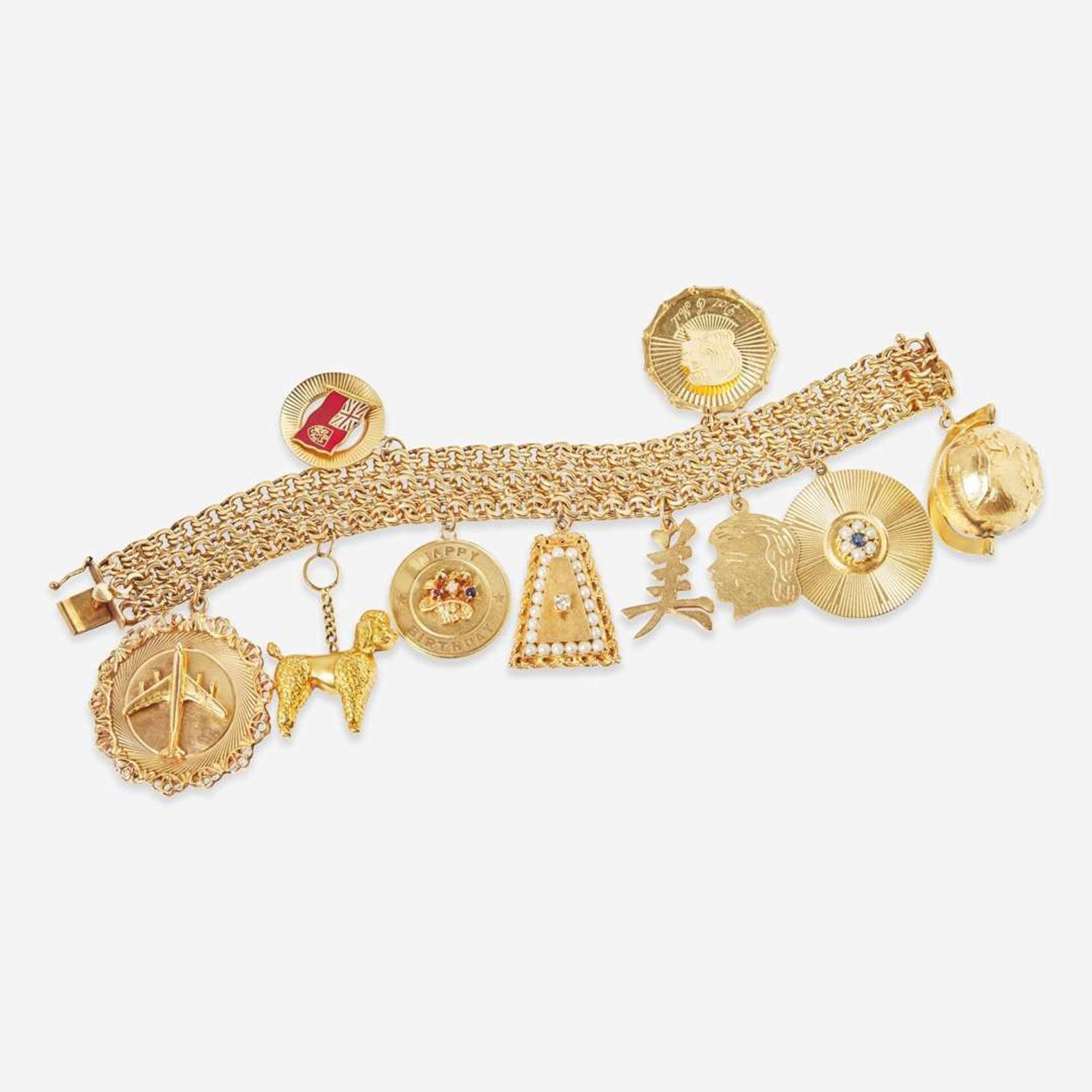 A 14K Yellow Gold Charm Bracelet