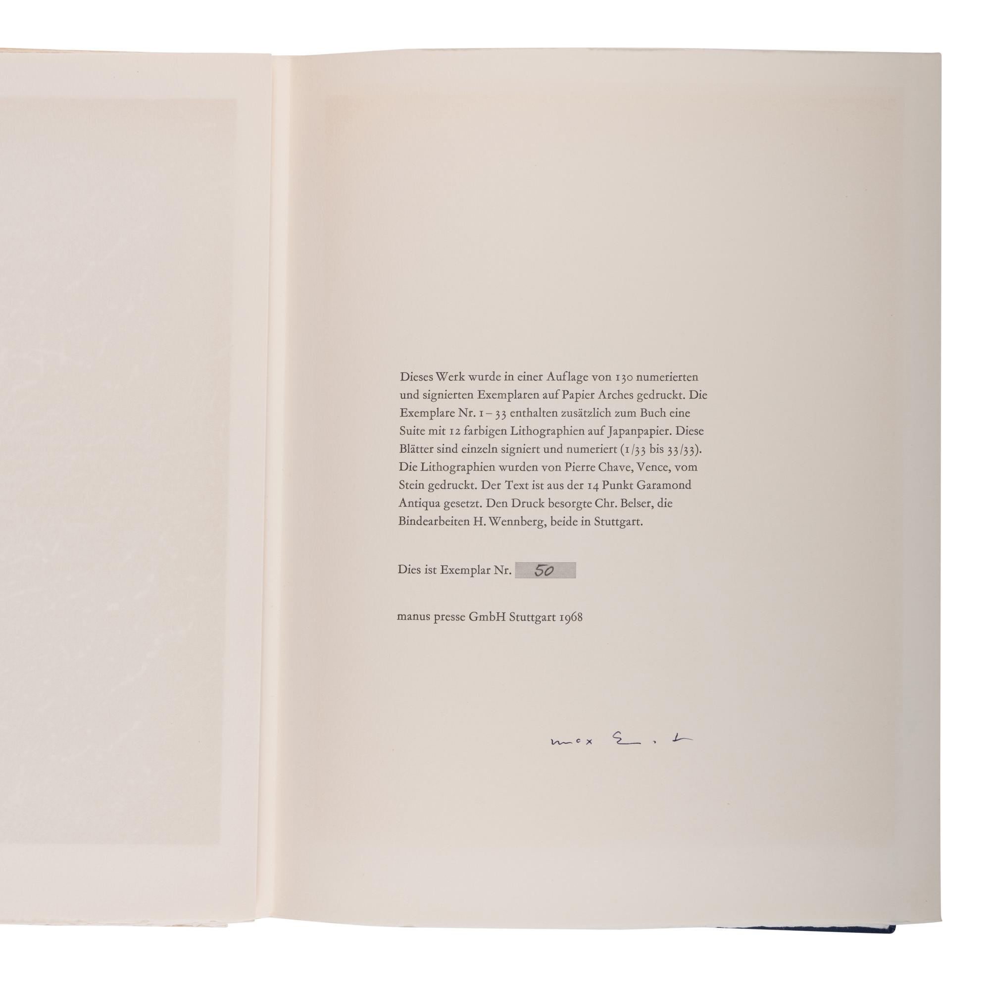 [ARTIST BOOKS]. ERNST, Max (1891-1976), illustrator. -- DODGSON, Charles Lutwidge ("Lewis Carroll") (1832-1898). The Hunting of the Snark. Die Jagd nach dem Schnark . Stuttgart: Manus Presse, 1968.