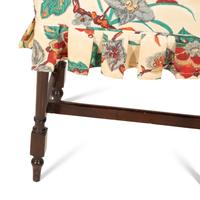 An English Turned Mahogany Stool with Chintz Upholstered Seat