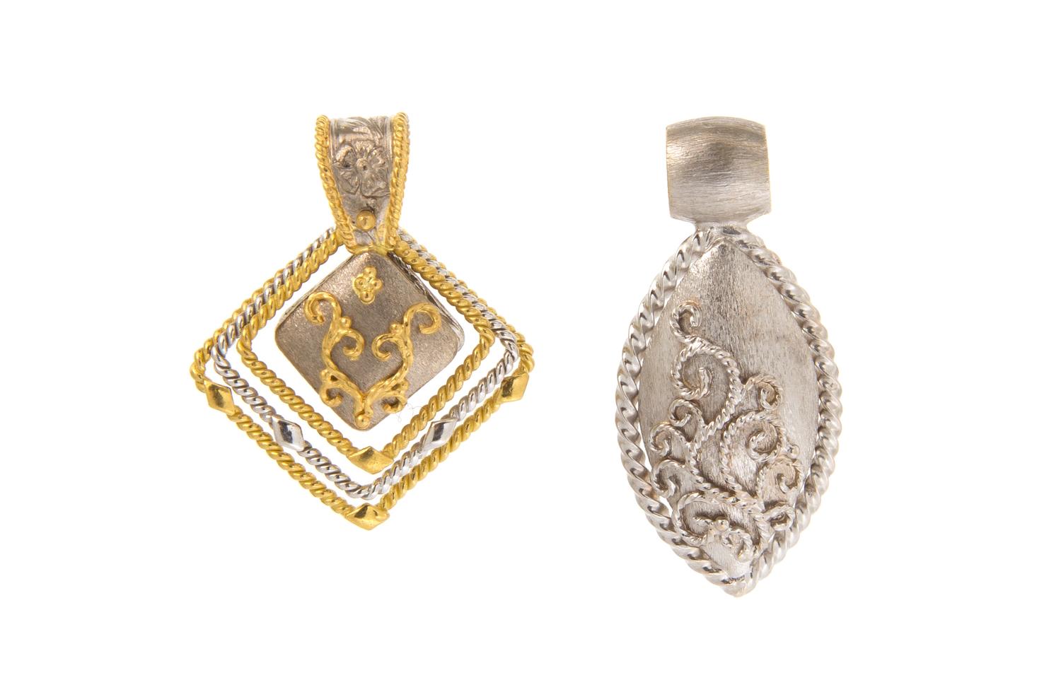 A Collection of 21 Karat Yellow and White Gold Pendants, 20.90 dwts.