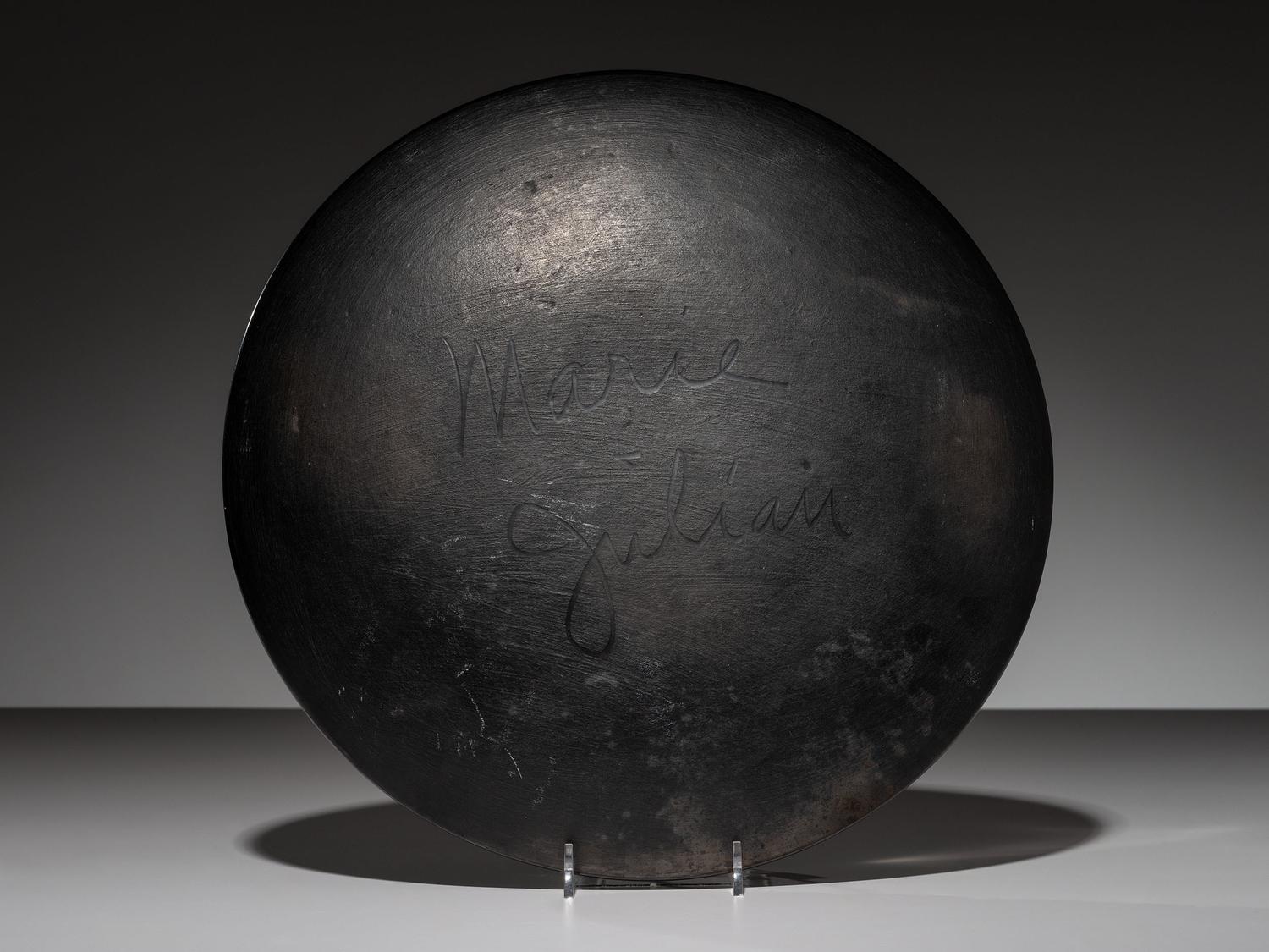 Blackware Pottery Charger, with Repeating Feathers 1924-1943