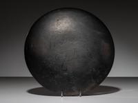 Blackware Pottery Charger, with Repeating Feathers 1924-1943