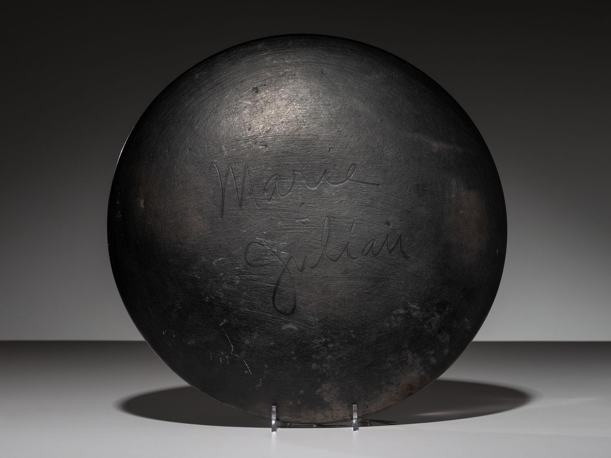 Blackware Pottery Charger, with Repeating Feathers 1924-1943