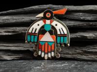 Silver and Mosaic Inlay Thunderbird Pin/Brooch