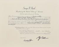 [POLITICS]. [PERKINS, Edward Joseph (1928-2020)]. A group of 9 appointments by Presidents Reagan, Bush, Clinton, and Bush to Perkins, presumably with secretarial or facsimile signatures, including: