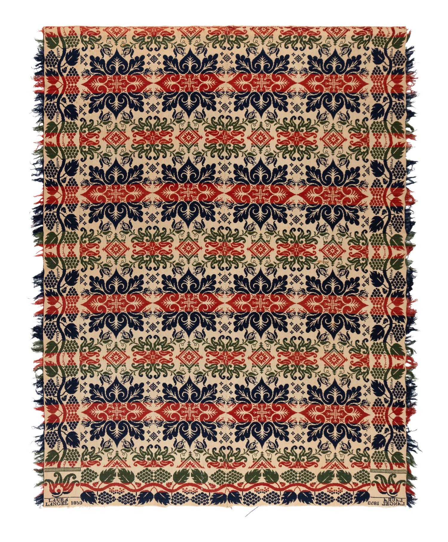 Two Cotton and Wool Jacquard Coverlets
