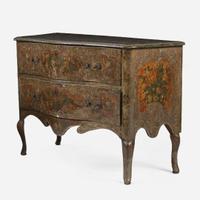 An Italian Rococo Polychrome Painted and Parcel Gilt Commode Sicily, mid 18th century