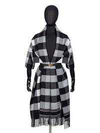 CHRISTIAN DIOR, BELTED PLAID SCARF BOLERO/SHAWL