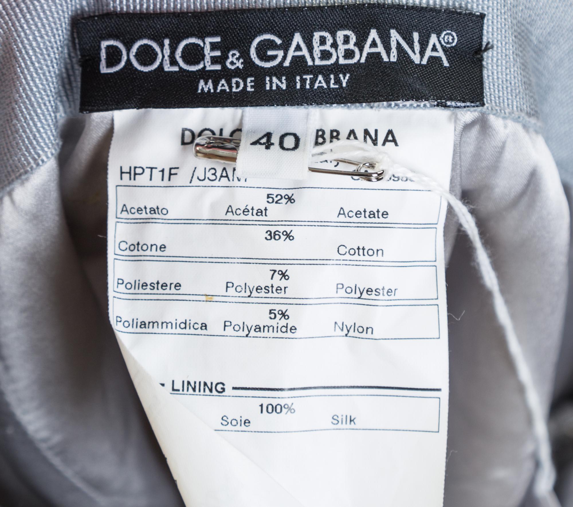 A Pair of Dolce & Gabbana Silver Metallic Print Pants, Size 40.