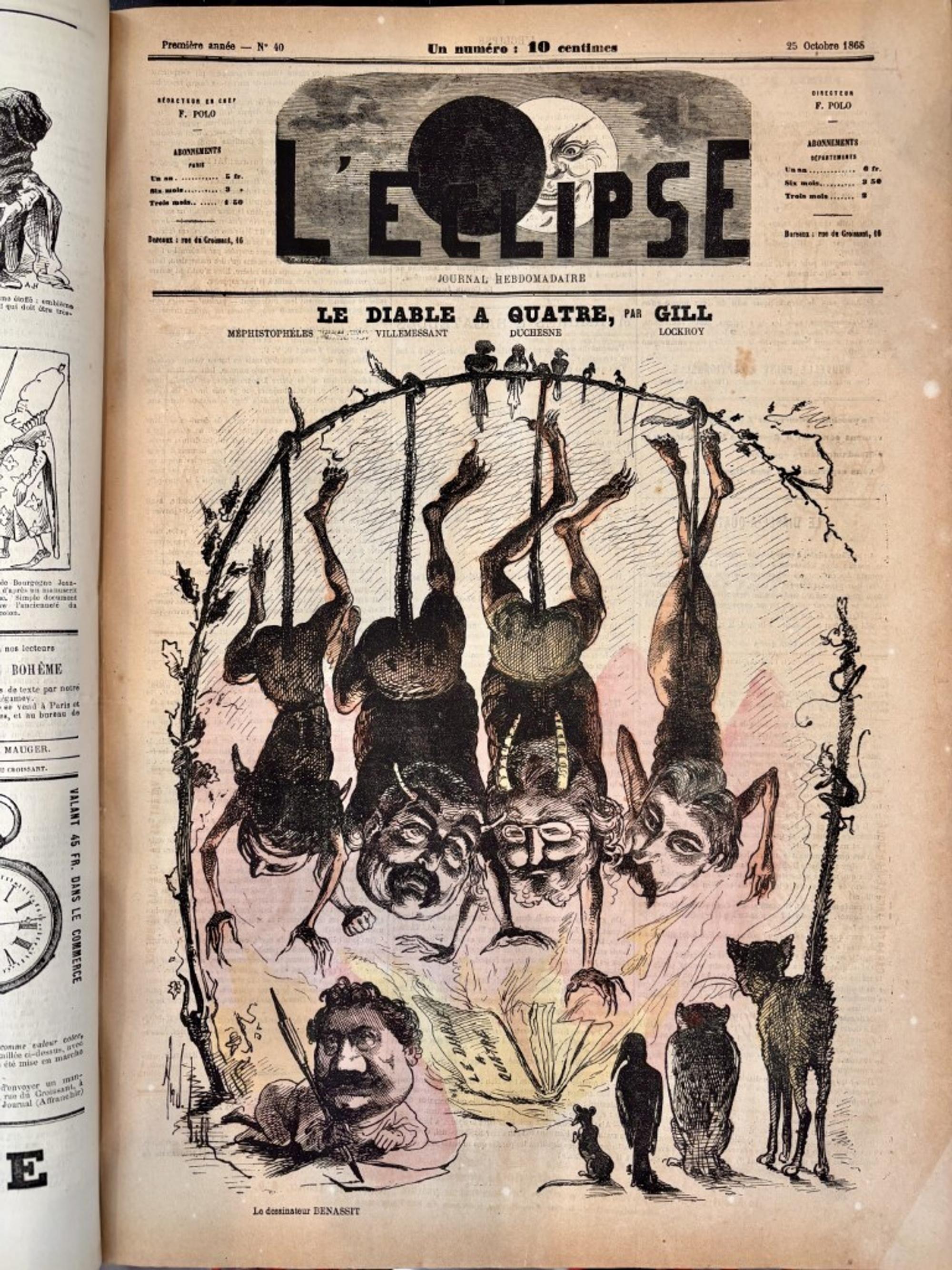 L'Eclipse Satirical Weekly Journal Bound in 3 Folios, Illustrations by Andre Gill