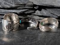Silver Desert Scene Cuff Bracelets with Gold Accents, PLUS