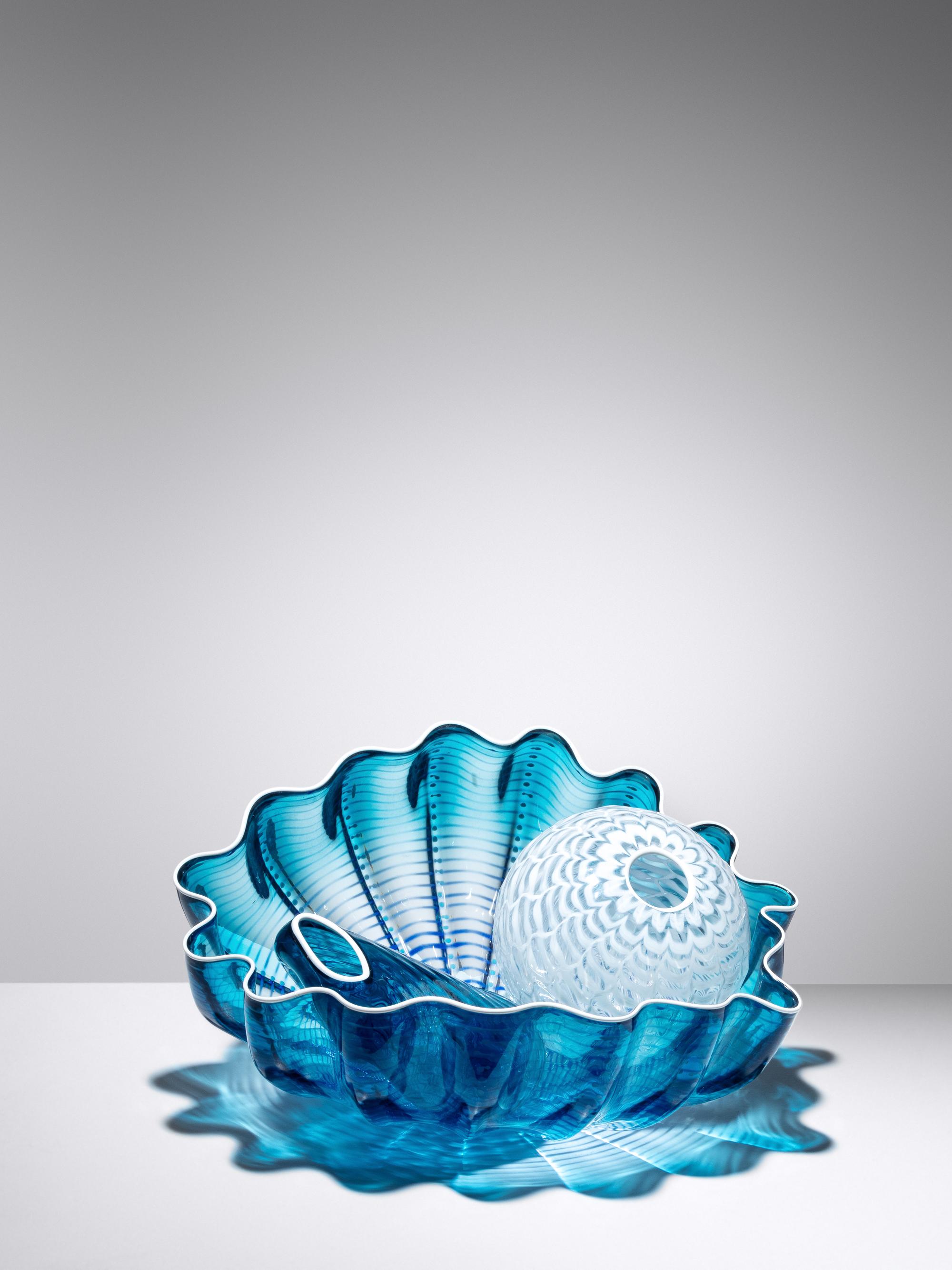 Blue Crystal Seaform Three-Piece Set, 2009 Portland Press, USA