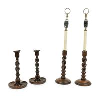 Two Pairs of English Treen Candlesticks — 19TH/20TH CENTURY