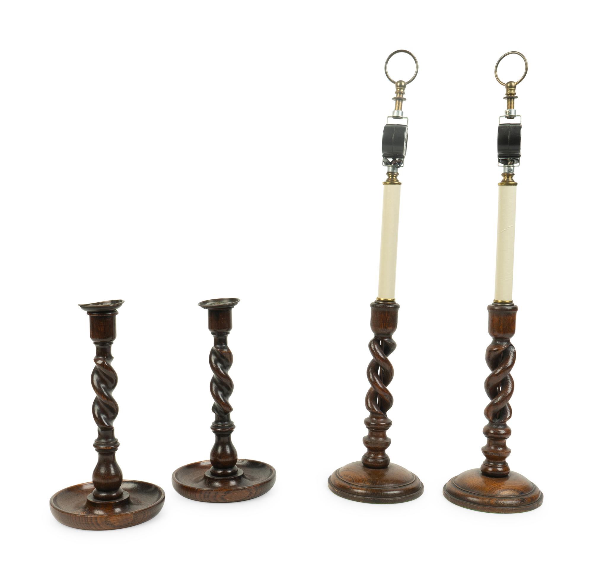 Two Pairs of English Treen Candlesticks — 19TH/20TH CENTURY