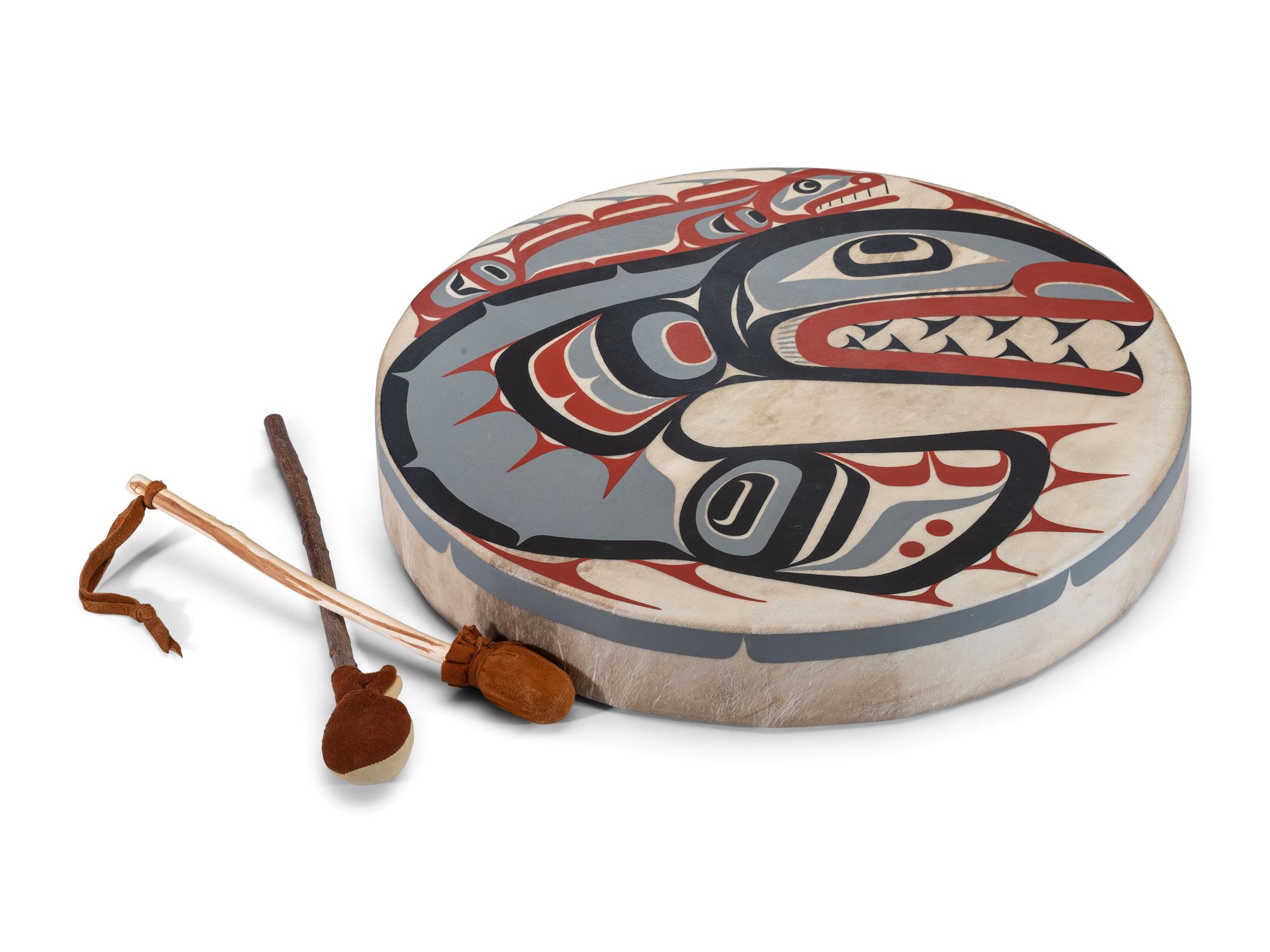 Northwest Coast Painted Hide Drum