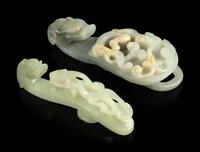 Two Jade ' Chilong' Belt Hooks