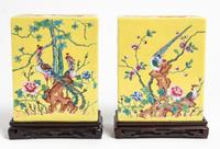A Pair of Chinese Famille Jaune Porcelain Pillows