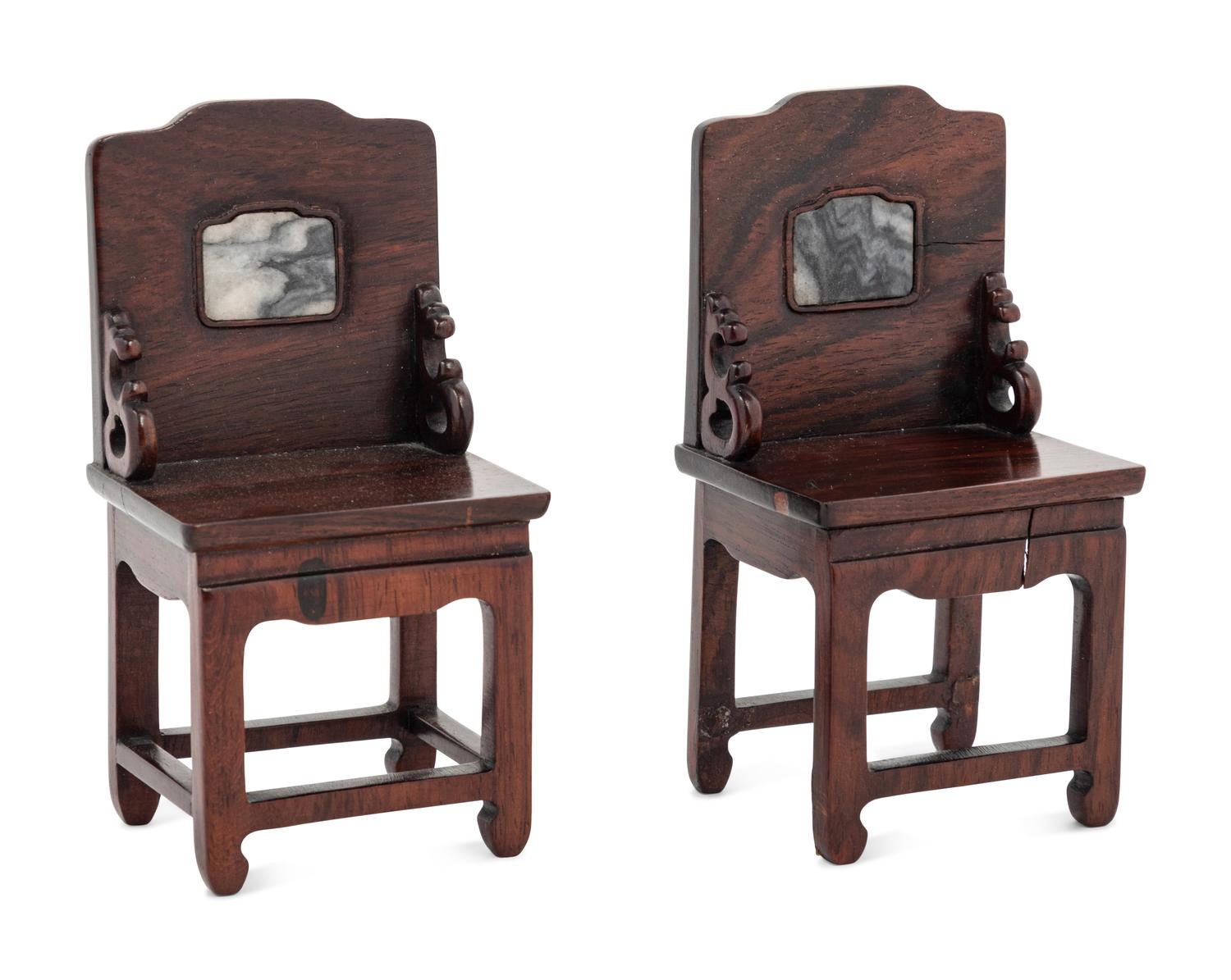A Pair of Chinese Miniature Side Chairs