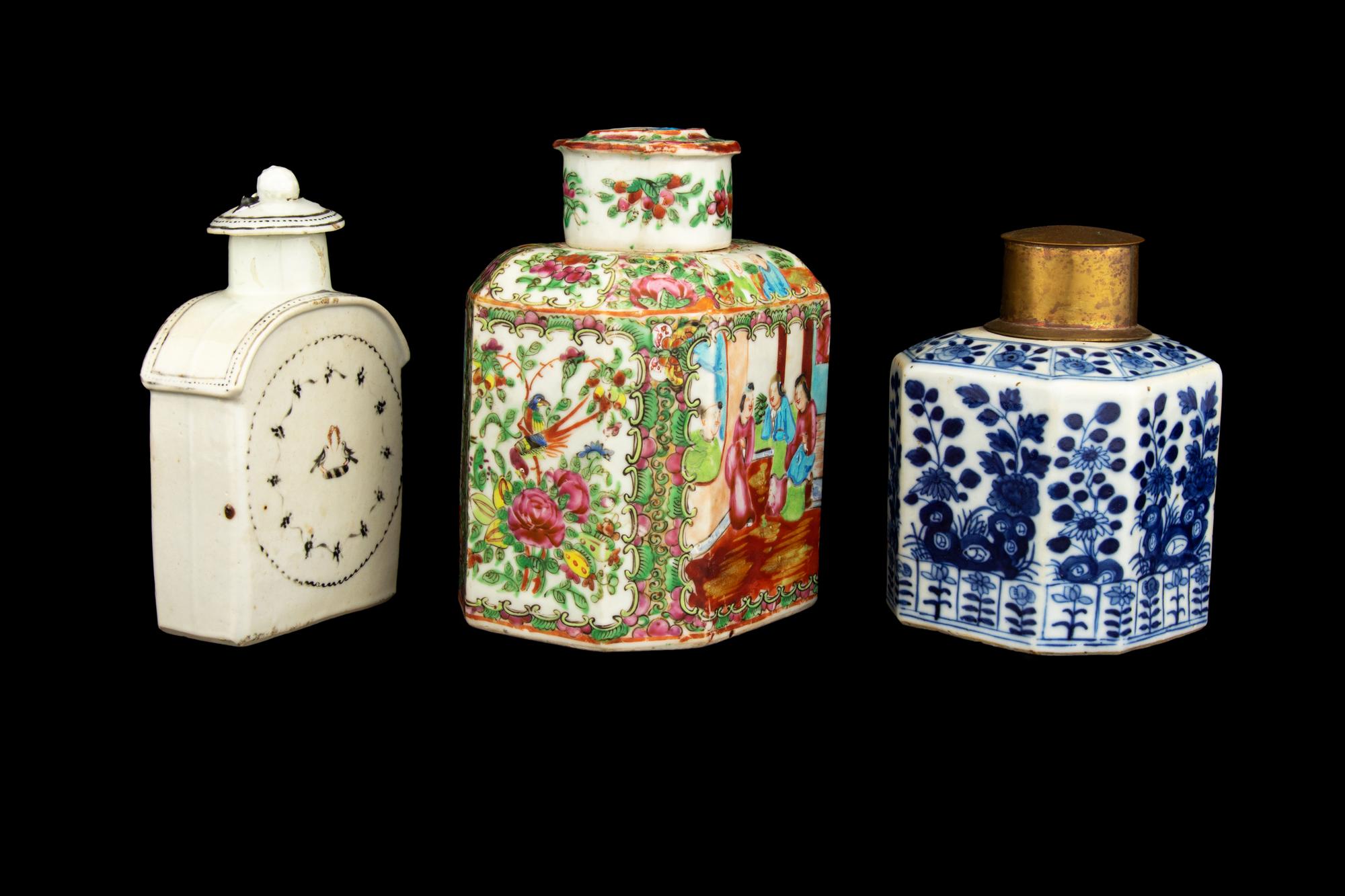 Three Chinese Export Porcelain Tea Caddies