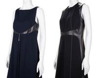 Two Ralph Rucci Leather Paneled Sleeveless Dresses, c. 2010s