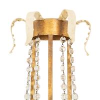 A Pair of Swedish Parcel Gilt Two-Light Sconces with Cut Glass Beaded Swags