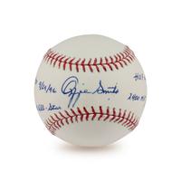 An Ozzie Smith Multi Career Achievement/Stat Inscribed Signed Autograph Baseball (Beckett Authentication Services)