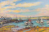 Paul Deltombe, (French, 1881-1971), Harbor Scene