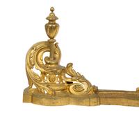 A Pair of Louis XV Style Gilt Bronze Chenets and Fender