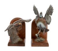 Quail , editions 59/250 and 50/250, mounted as bookends