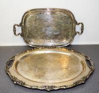 Two American Silver-Plate Serving Trays Width of wider over handles 27 inches. — 20TH CENTURY