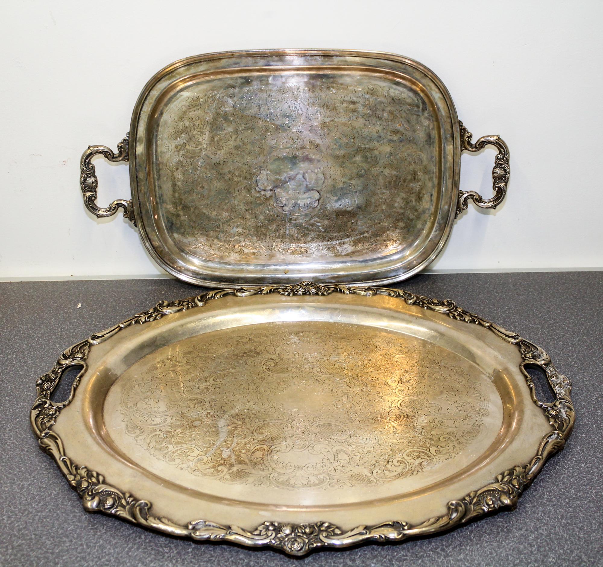 Two American Silver-Plate Serving Trays Width of wider over handles 27 inches. — 20TH CENTURY