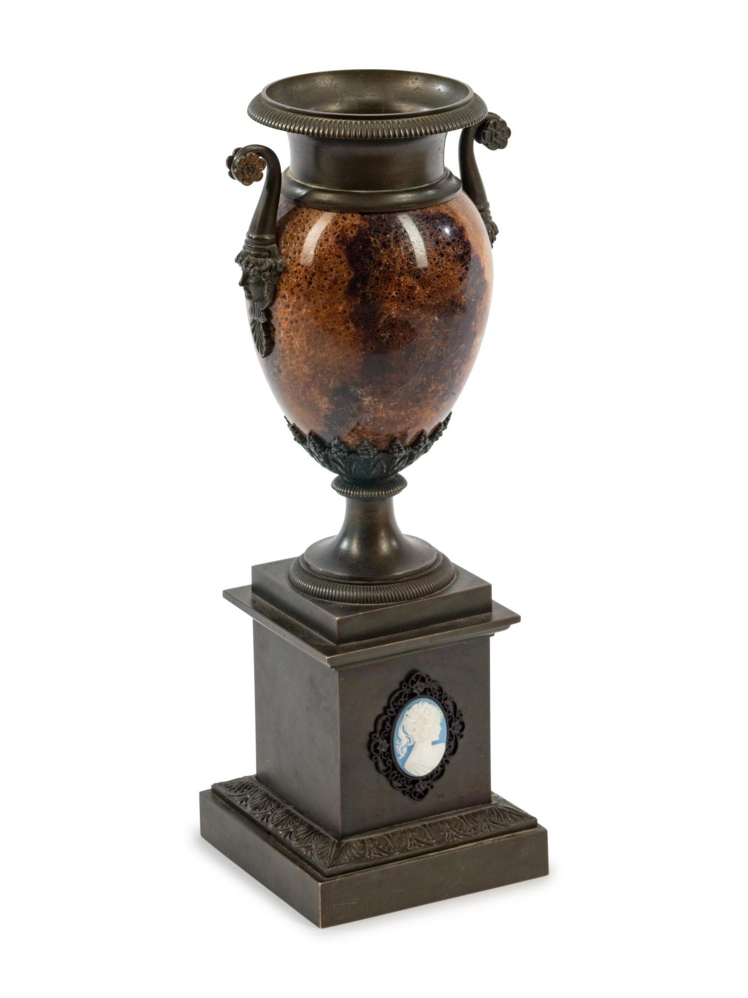 An English Bronze Mounted Blue John Urn