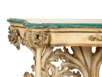 An Italian Cream and Green-Painted and Parcel Gilt Console Table