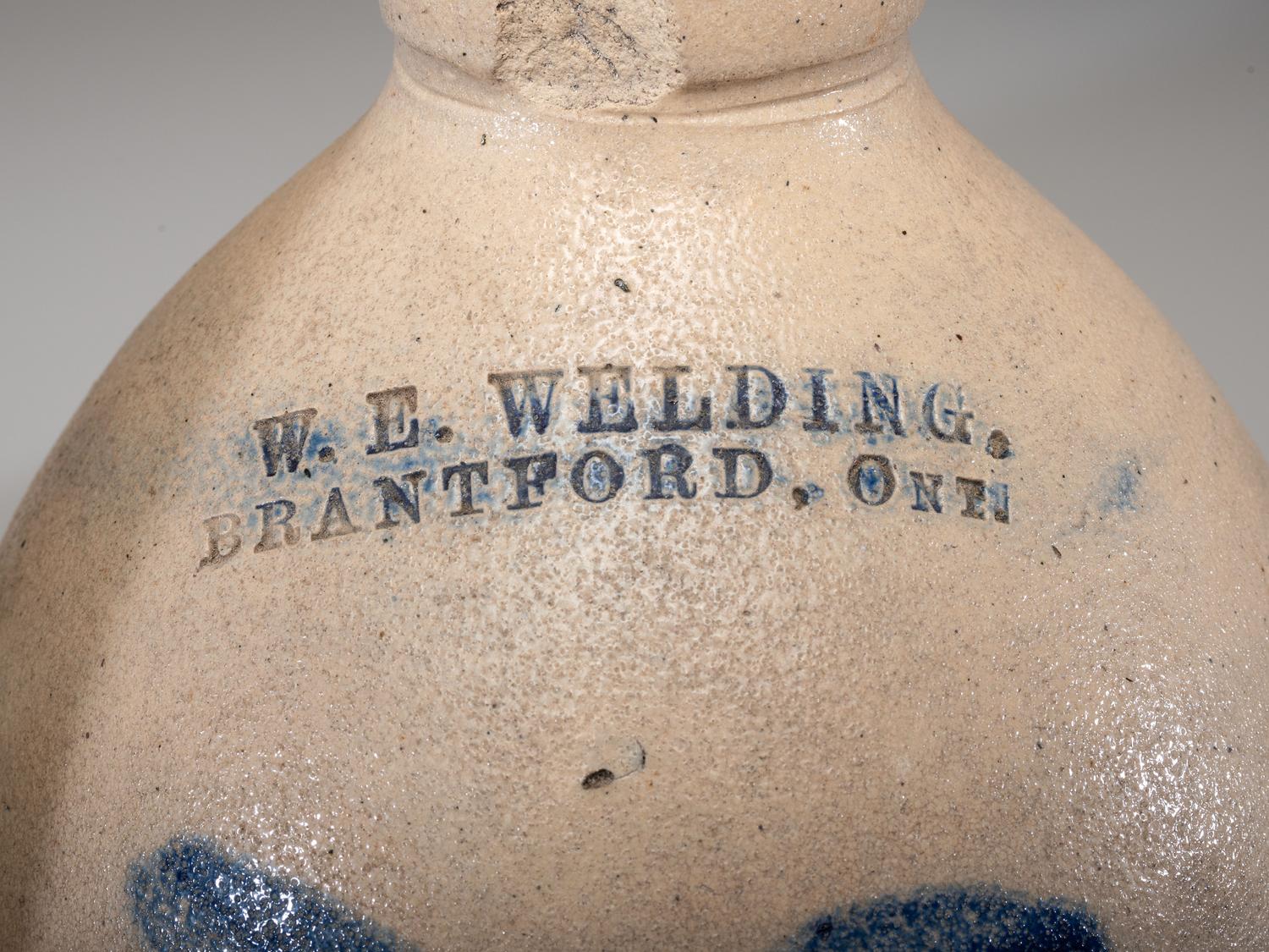 Three Cobalt Decorated Stoneware Jugs