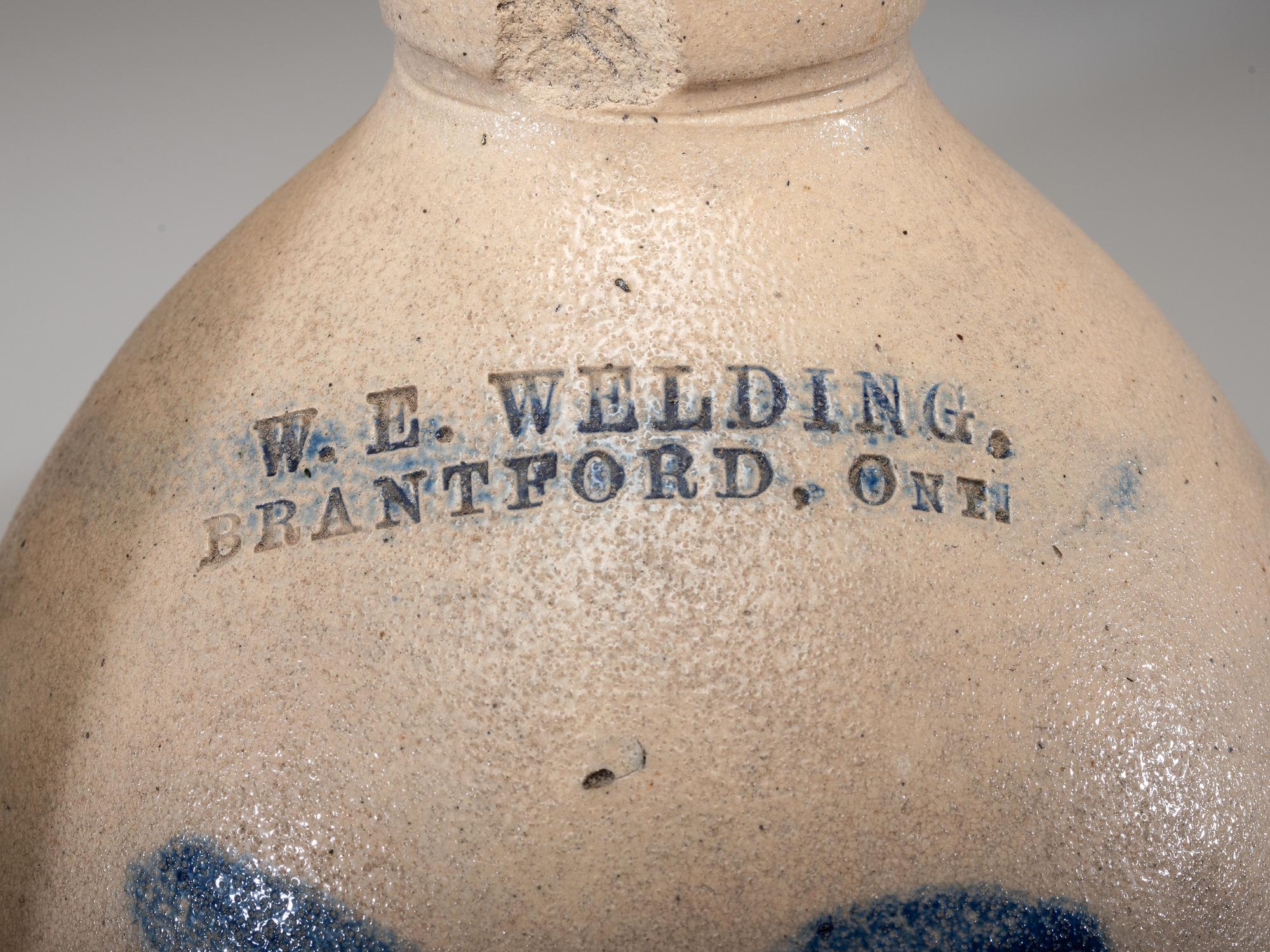Three Cobalt Decorated Stoneware Jugs
