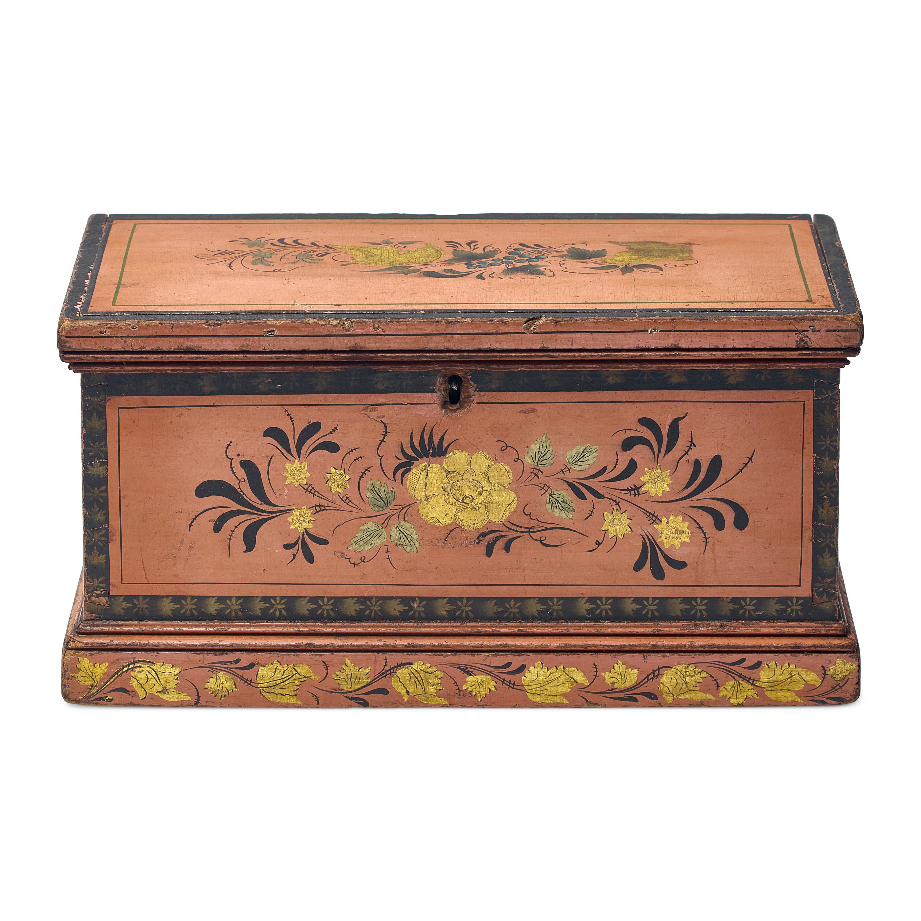 A Federal Parcel-Gilt, Paint and Stencil-Decorated Poplar Documents Box