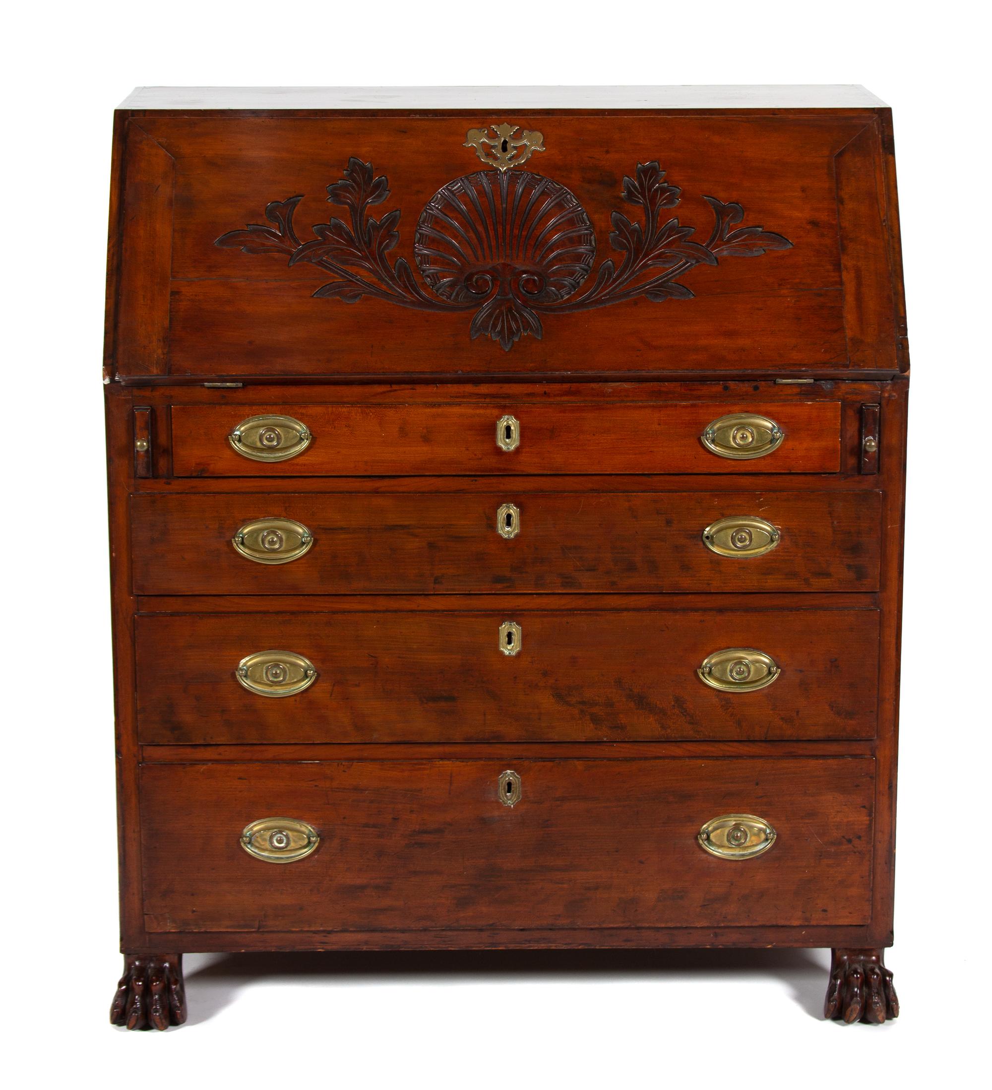 A Chippendale Style Carved Mahogany Fall Front Desk — 19TH CENTURY