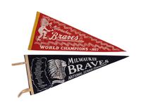 A Group of Vintage Milwaukee Braves Early Hank Aaron Pennants