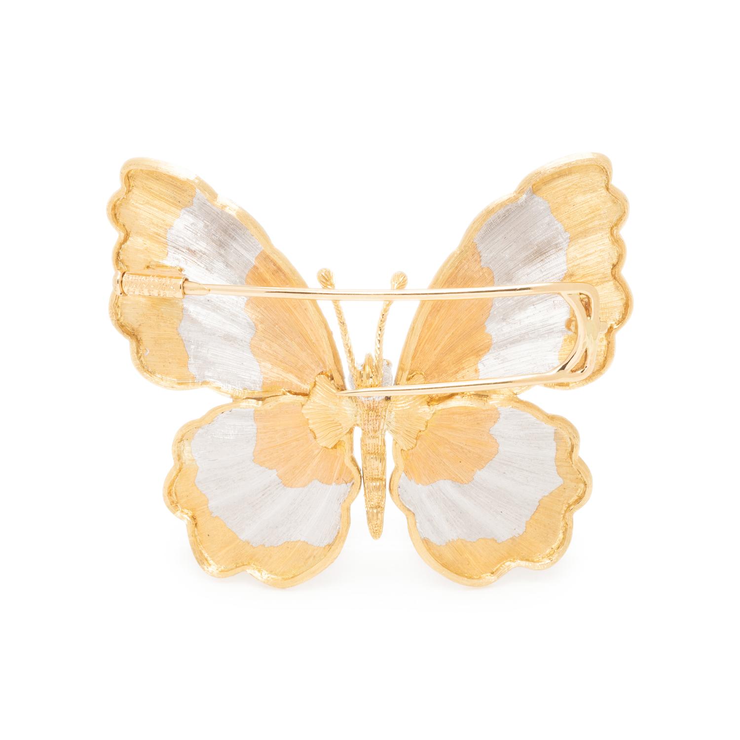 BUCCELLATI, TRICOLOR GOLD BUTTERFLY BROOCH