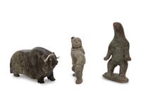 Three Inuit Carved Stone Figures