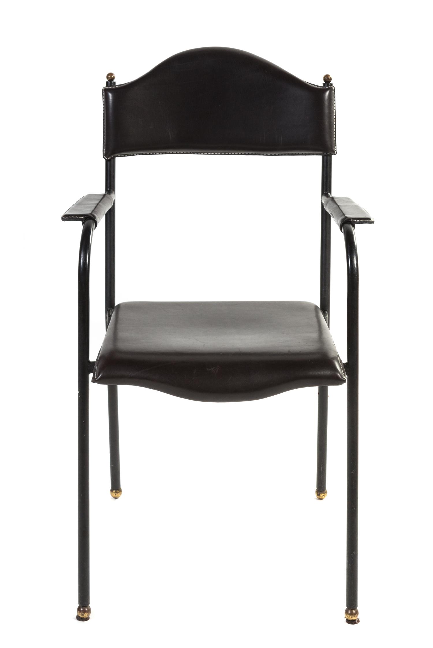 A Jacques Adnet Armchair Height 35 x width 21 1/2 x depth 18 inches.