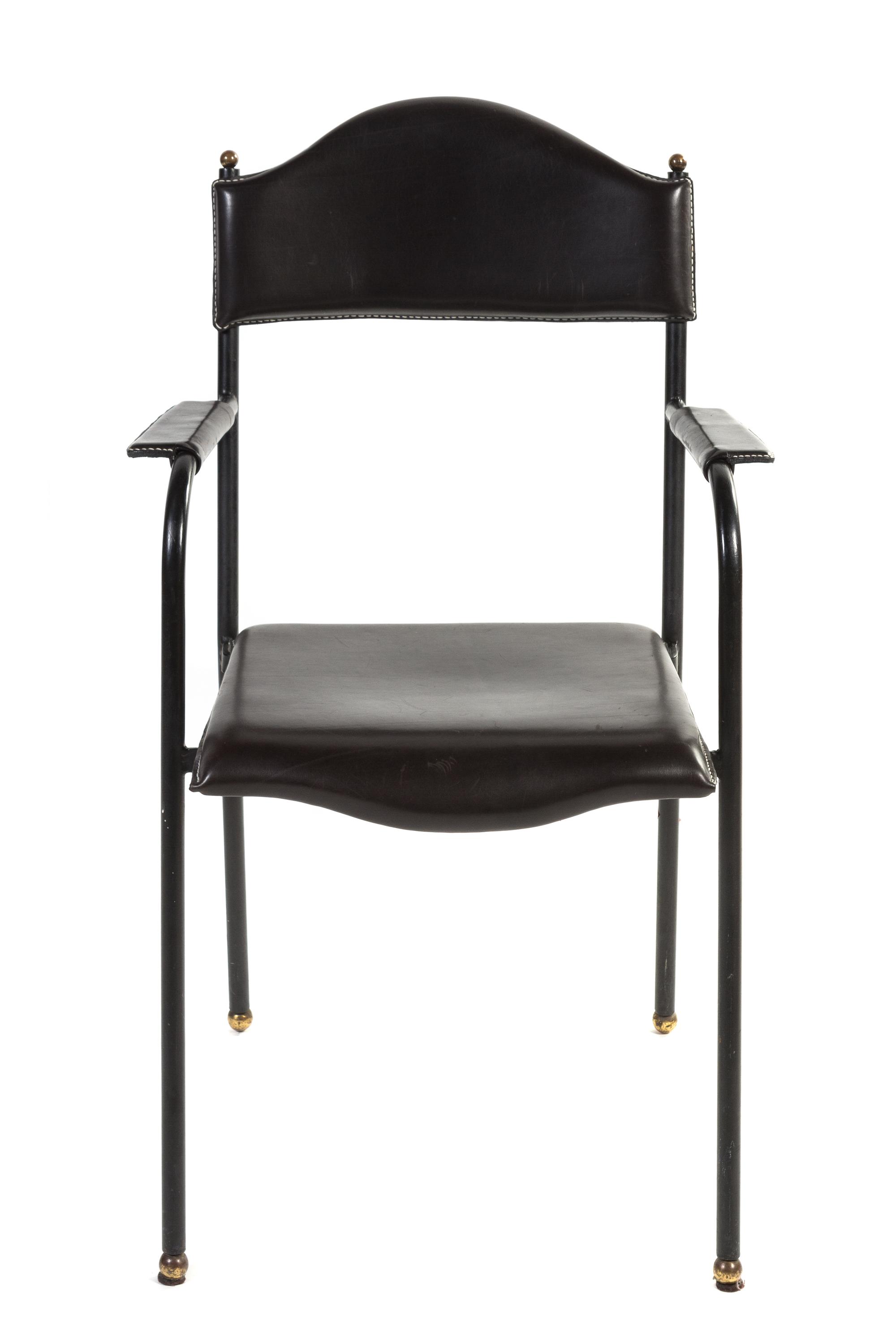 A Jacques Adnet Armchair Height 35 x width 21 1/2 x depth 18 inches.