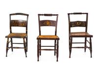 Three Grain-Painted and Gilt Stencil-Decorated Hitchcock Side Chairs