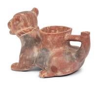A Colima Style Pottery Jaguar Form Pitcher